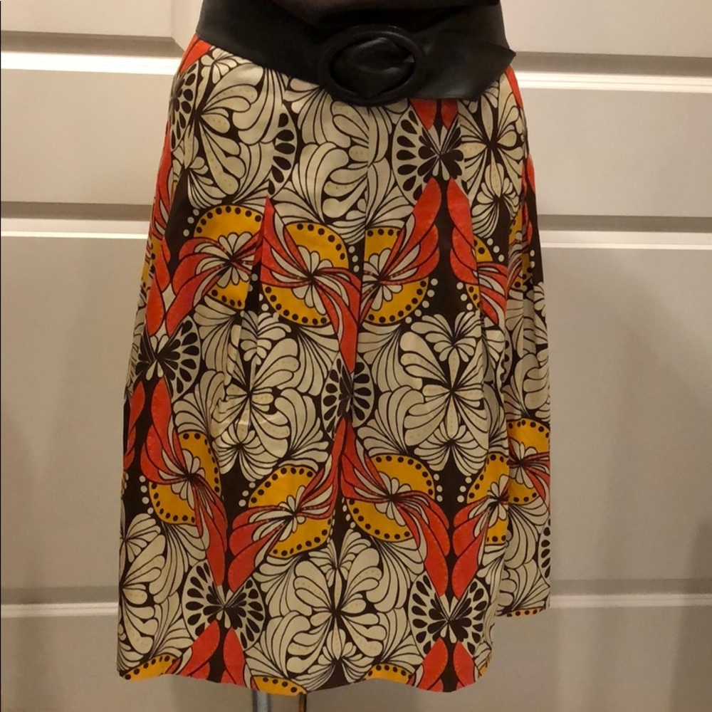 Floral Patterned Skirt with Black Waistband